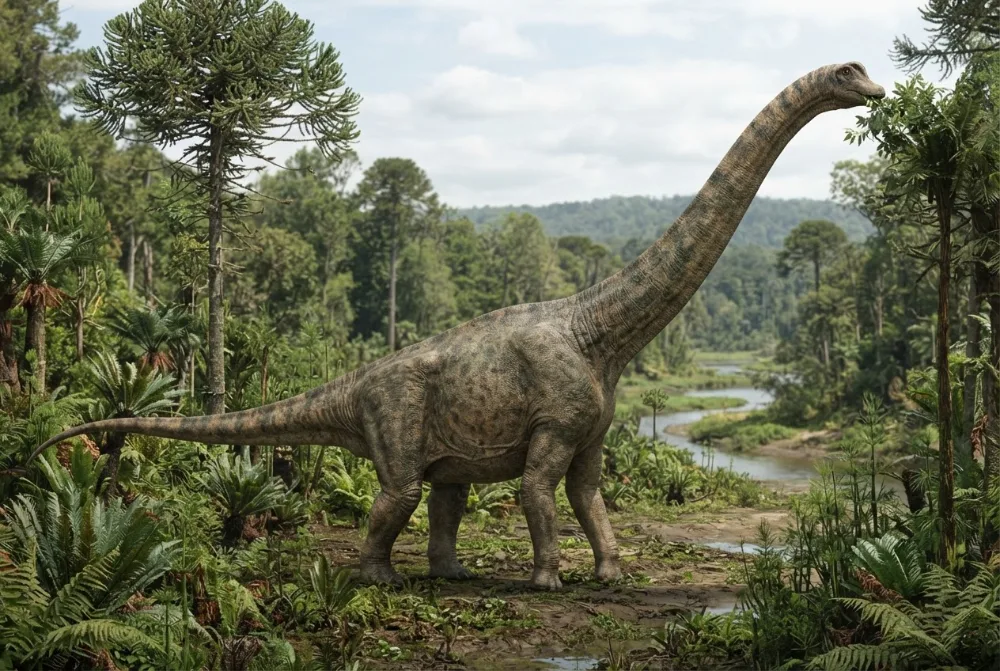 Immagine di Mamenchisaurus creata dall'IA