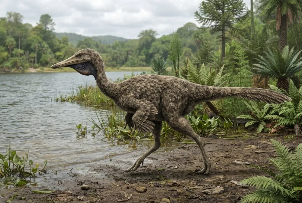 Immagine di Pelecanimimus creata dall'IA