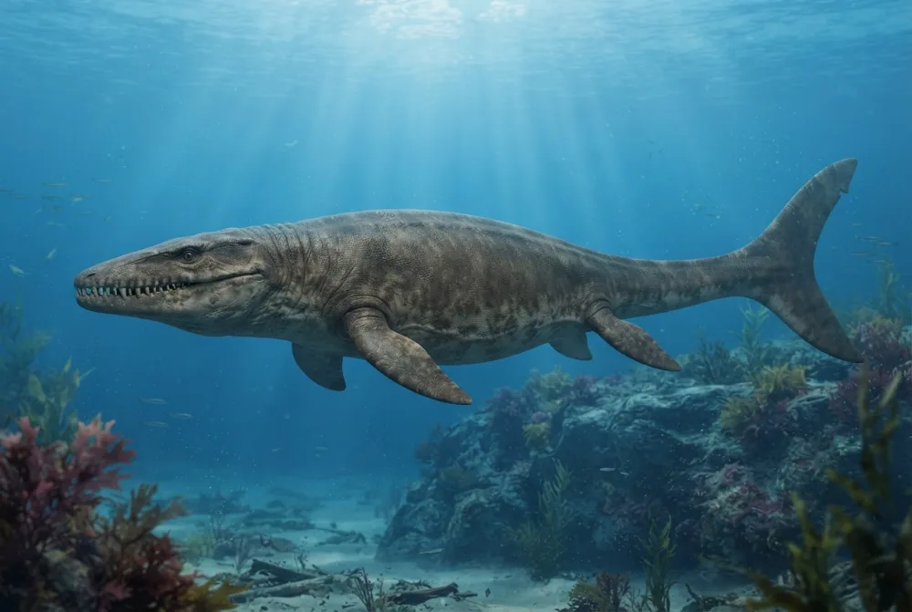 Prognathodon, tehisaru joonistatud