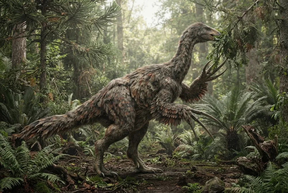 Gambar Therizinosaurus buatan AI