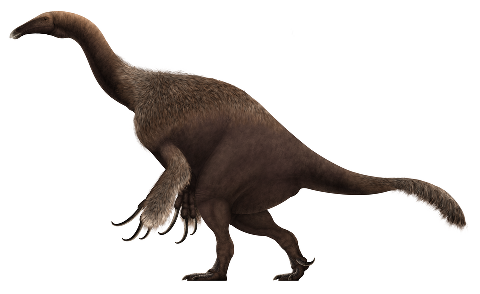 Artist's life restoration of Therizinosaurus